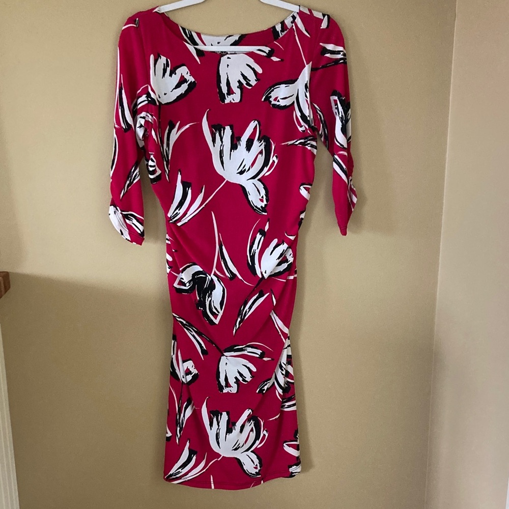 Lily Dress Bright Pink Floral Dress Size M